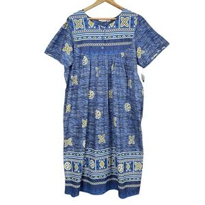 Vintage Loungees Maximalist House Dress Kaftan Womens 1X Mumu Pockets Modest